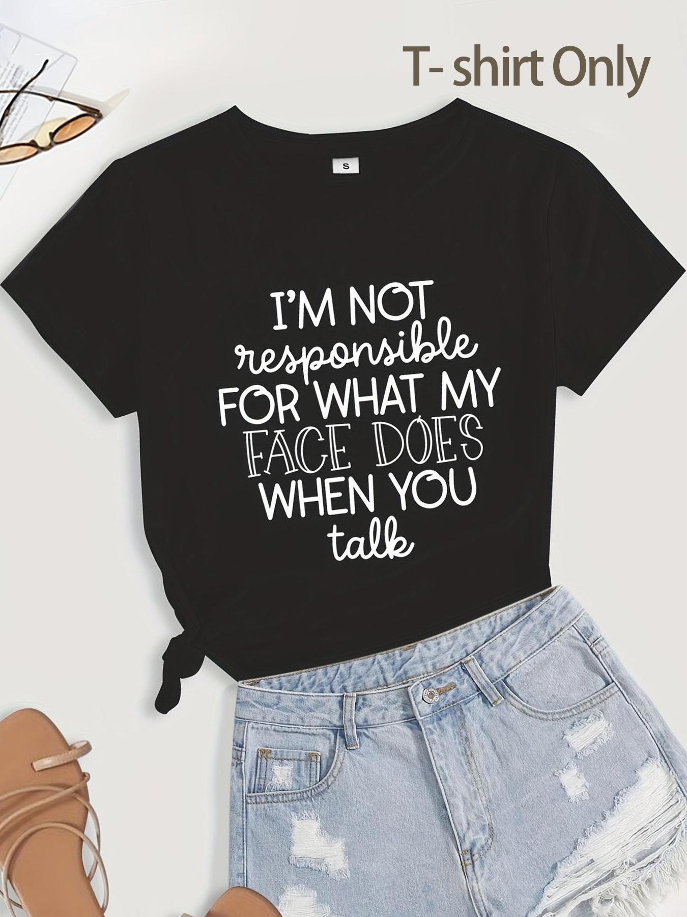 Women's Slogan Print Round Neck Shortsleeve Casual Printed Streetwear T-shirt, Summer Clothes Women, Casual Lady Short Sleeve Crew Neck Fitted Tee for Summer, Comfort Crewneck Tshirt for Outdoor Daily Wear, Knitting Top for Women, Womenswear