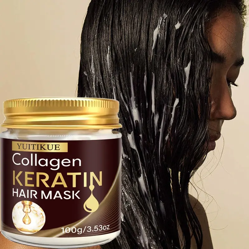 Yuitikue Collagen Keratin Hair Mask, Strengthen Hair Fibers, Repair Split Ends, Deep Moisturizing, Smooth and Shiny Hair, 100g