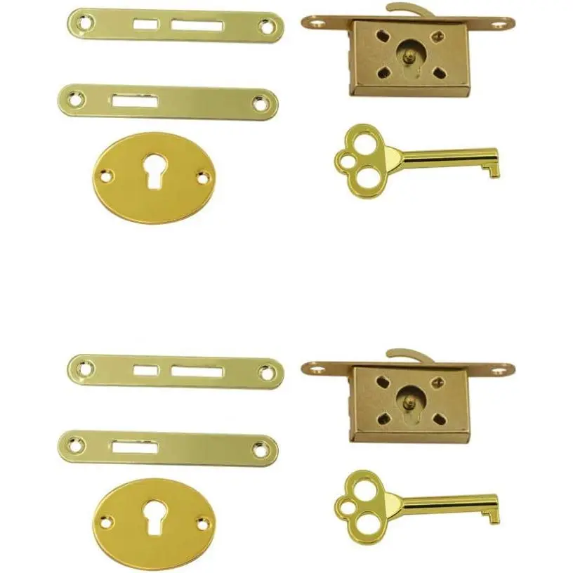 2 Pack Wood Box Locks, Vintage Case Locks Metal Latch Small Locks Antique Jewelry Box Locks Woodworking DIY Hardware (Gold)