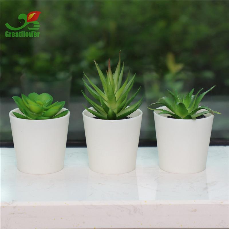 Artificial Succulent Plant with Pot, 3pcs/set Plastic Simulated Potted Plant Ornaments, Decorative Fake Plant for Office Home Decor