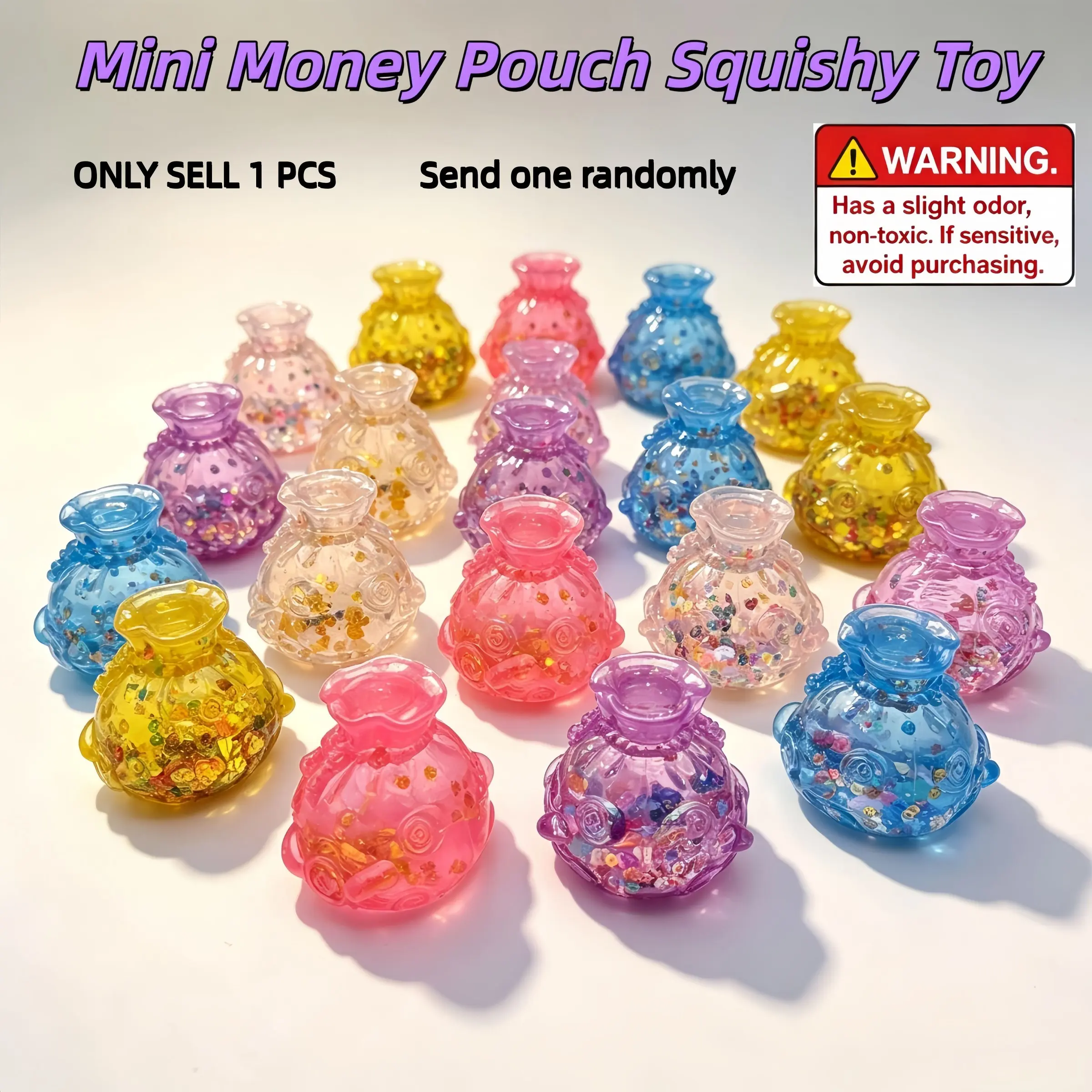 Mini Money Pouch Squishy Toy, Gold Coin Maltose Filled Stress Relief Squeeze Toy, Chinese Style Purse Shaped TPR Soft Decompression Toy, Kneadable for Anxiety Relief, Perfect Gift for Adults & Kids