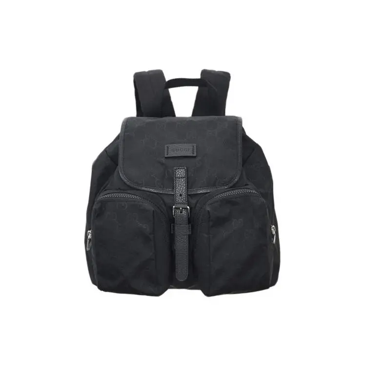 Gucci Monogram Leather-Trimmed Nylon Backpack for Men and Women – Classic Black