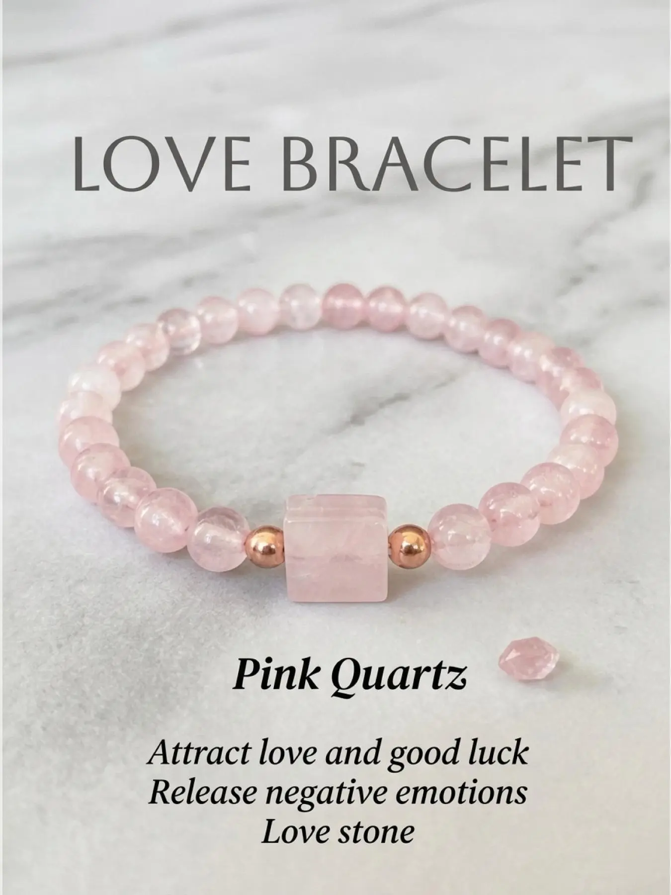 Rose Quartz Beaded Pretty Bracelet for Women, Natural Pink Crystal Stretch Bracelet, Dainty Love Stone Jewelry Gift for Her