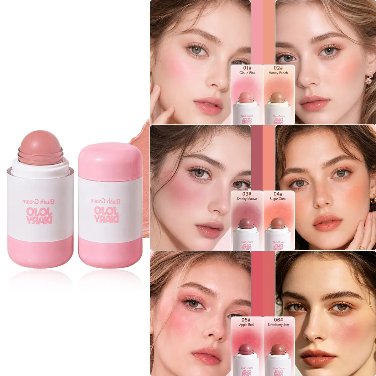6 Shades Cream Blush Stick | Buildable Natural Glow Multi-Use Face Lip Makeup Lightweight Natural Look