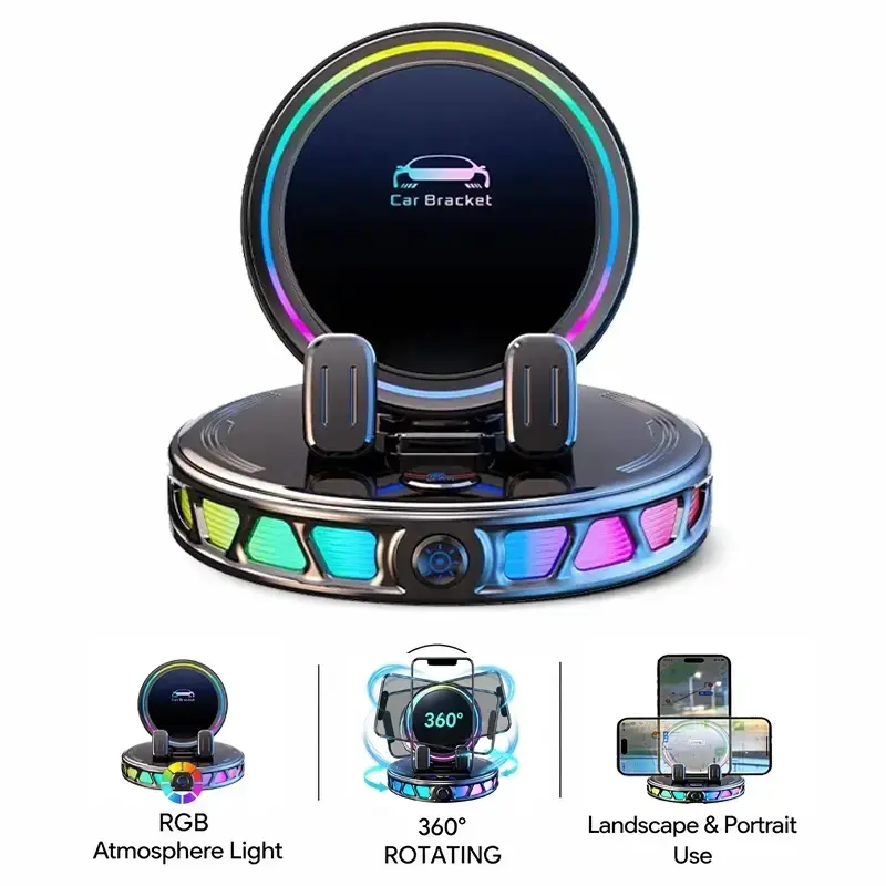 RGB Wireless Car Phone Holder, Magnetic Auto Lock, Dashboard Windshield Strong Suction, Apple Android Compatible, Halloween Christmas Gift, Cell Phone Car Mount, Car Mount For Phone, Magnetic Phone Stand