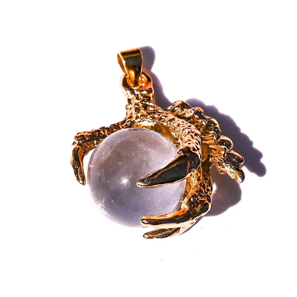 Unique Dragon-Eagle Claw Shaped Gemstone Pendant Necklace - Natural Stone Charms (Amethyst, Lapis Lazuli, Tiger Eye) for Daily Wear, Fashion Costume Jewelry Accessory with Charms for Unique Look