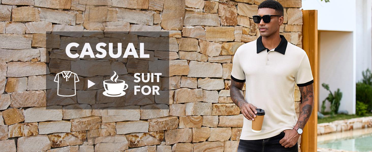 Men's Golf Polo Shirts Short Sleeve Casual Moisture Wicking Breathable Tees Summer Collared Shirt Stylish Tops