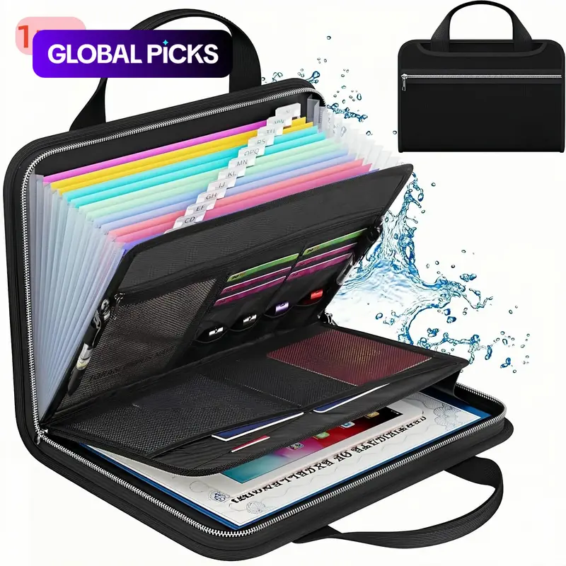 A4 File Folder with Handle, Document Organizer, Exam Papers Holder, ID Storage Bag, Office Supplies, Easy-To-Use File Management Tool, Paper Folders #GLOBAL PICKS