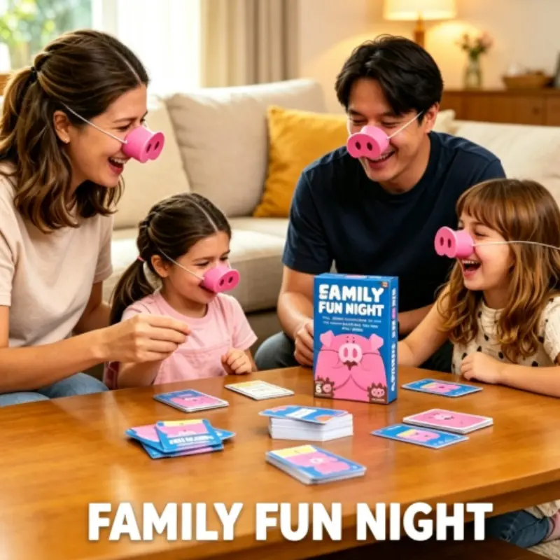 Funny Pig Nose Party Game, Hilarious Family Board Game, Novelty Challenge Toy, Gift for Adults & Kids, Birthday Game Night Fun