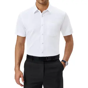 Alimens & Gentle Mens Dress Shirts Short Sleeve Wrinkle Free Stretch Regular Fit Formal Casual Button Down Shirt with Pocketgift