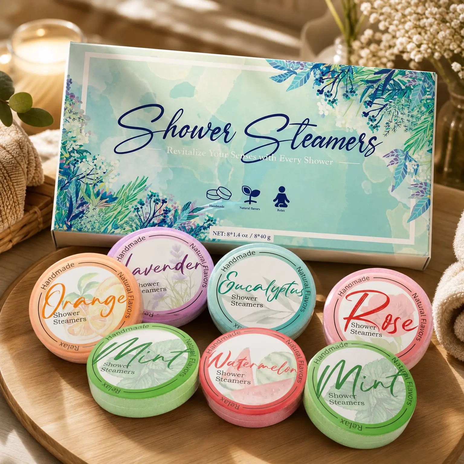 Shower Steamers Aromatherapy 8 Pack with Natural Essential Oils for Home Spa, Stress Relief, Relaxation & Self Care - Birthday Gifts for Women and Men