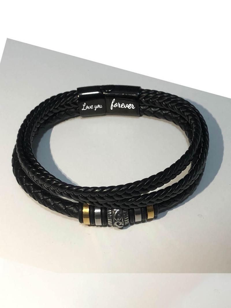 Men's Luxury Gift Set, Including Bracelet & Watch & Box, Fashionable Jewelry Set for Men, Ideal Gift for Father, New Dad, Gift for Him