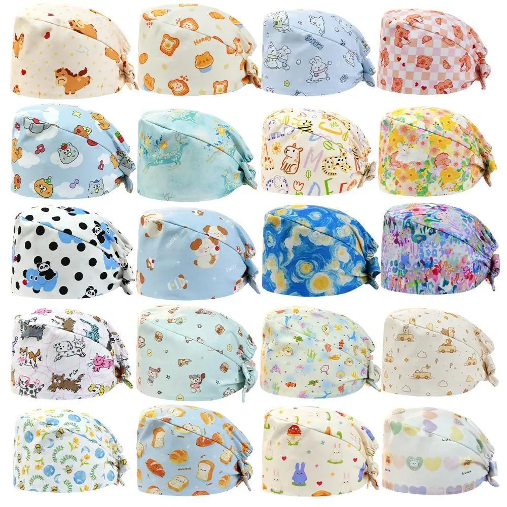 Cartoon Nursing Caps High Quality Adjustable Comfortable Nurse Scrub Cap Pet Lab Hospital Dentist Hats K1317