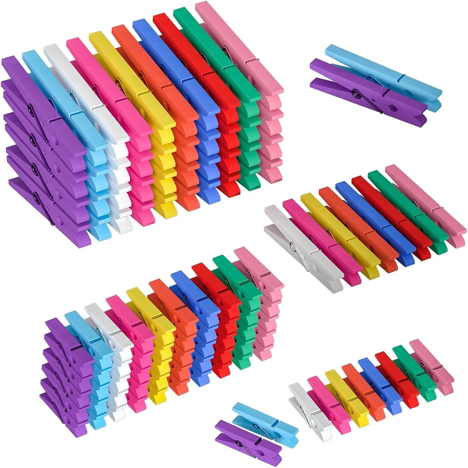 128 Pcs Colored Clothespins 10 Color, Colored Clothes Pins Wooden (68 Pcs 2.9 Inch Large Wooden Clothespins 60 Mini Clothespins), Clothes Pins for Classroom