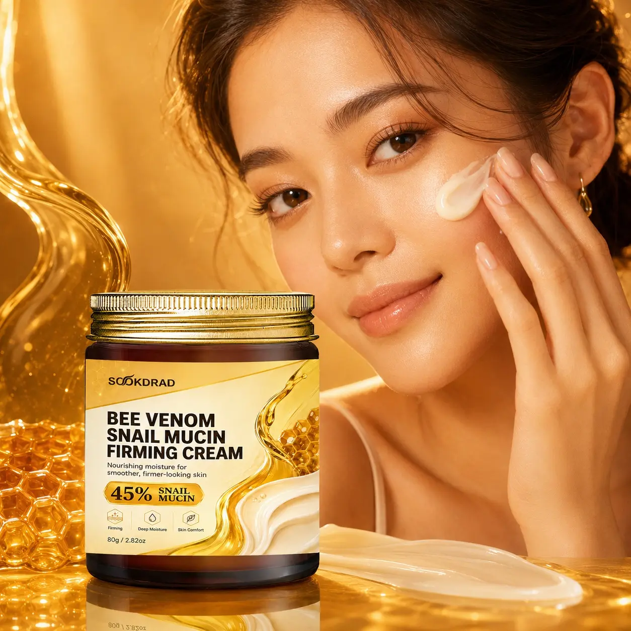 Bee Venom Snail Mucin Firming Cream, Deep Moisture, Skin Comfort, Firming, Daily Skincare, All Skin Types, 80g