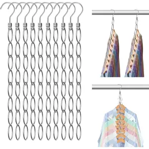 80 Holes Clothing Chain Hangers, 10-Pack Metal Space Saving Hangers, 360  Rotatable Hook for Easy Display and Access, Closet Organizers for , Travel, College Dorm Room