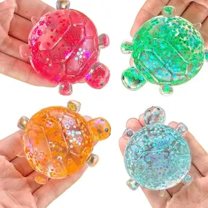 Glitter Turtle Shape Squeeze Toy Stress-relieving Fingertip Sensory Toy Anti Stress Sensory Fidget Toy Turtle Decompressions Toy