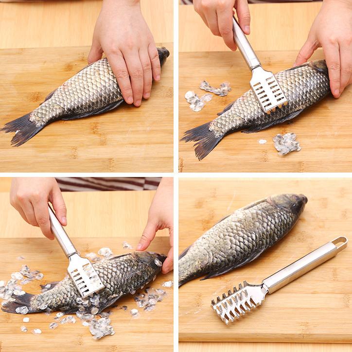 Fish Scale Remover, 2PCS Stainless Steel Fish Scaler Tool with Sawtooth Edge for Kitchen, Cooking & Outdoor Use