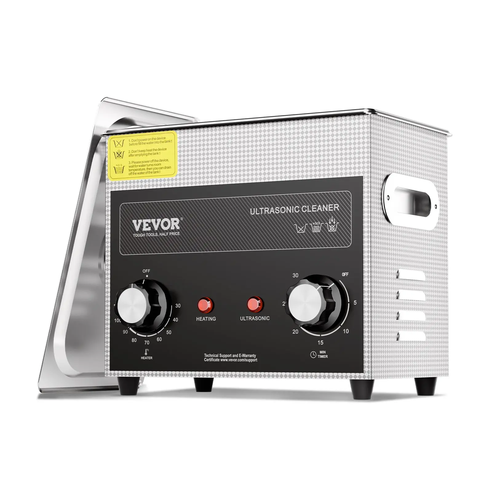 VEVOR 3L 120W Ultrasonic Cleaner, 304 SS Digital Sonic Cavitation Machine with Heater, Timer, Basket, Portable Handle for Jewelry Cleaning, Metal Parts, Watch Instruments, 120W Power