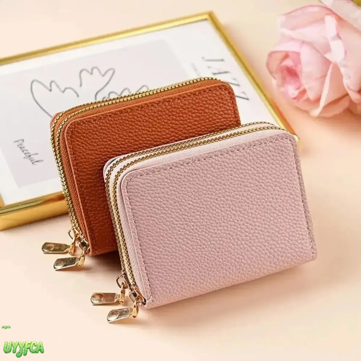 Women’s Lychee Texture Dual‑Zipper Accordion Card Wallet, Large Capacity Multi‑Slot Coin Purse, Compact Organizer For Cards, Cash And Daily Commute,back to school,back to school haul