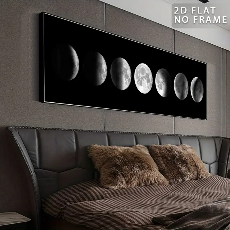 Moon Phase Pattern Unframed Painting, 1 Count Modern Artistic Canvas Wall Art Artwork, Decorative Artwork, Wall Art Decoration, Wall Decor for Home Living Room Bedroom Office, Room Decor, Home Decor, Ornaments