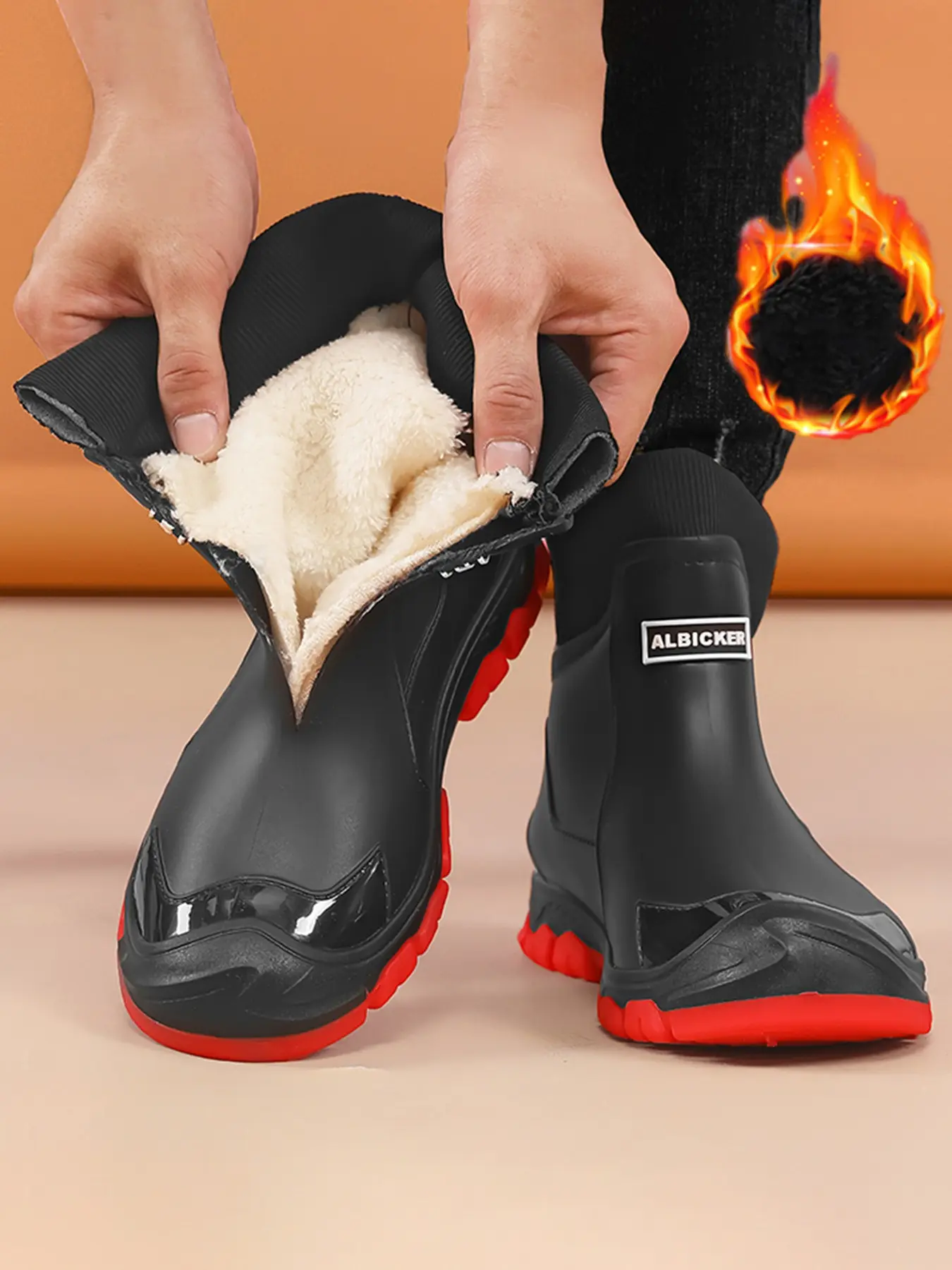 2026 New Couple Warm Rain Boots Waterproof Ankle Boots Extended Sizes Comfort Rubber Shoes Anti-slip Soles Fashion Short Rain Boots Women Daily Commuting & Outdoor Fishing Ankle Boots for Men Trendy Platform Rain Boots Sizes 36-46