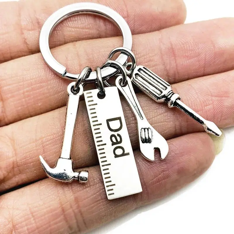 Fashion Tool-Shaped Dad Letters Keychain, Creative Hammer Wrench Keyring with Tassel Pendant, Handbag Decor, Father's Day Gifts