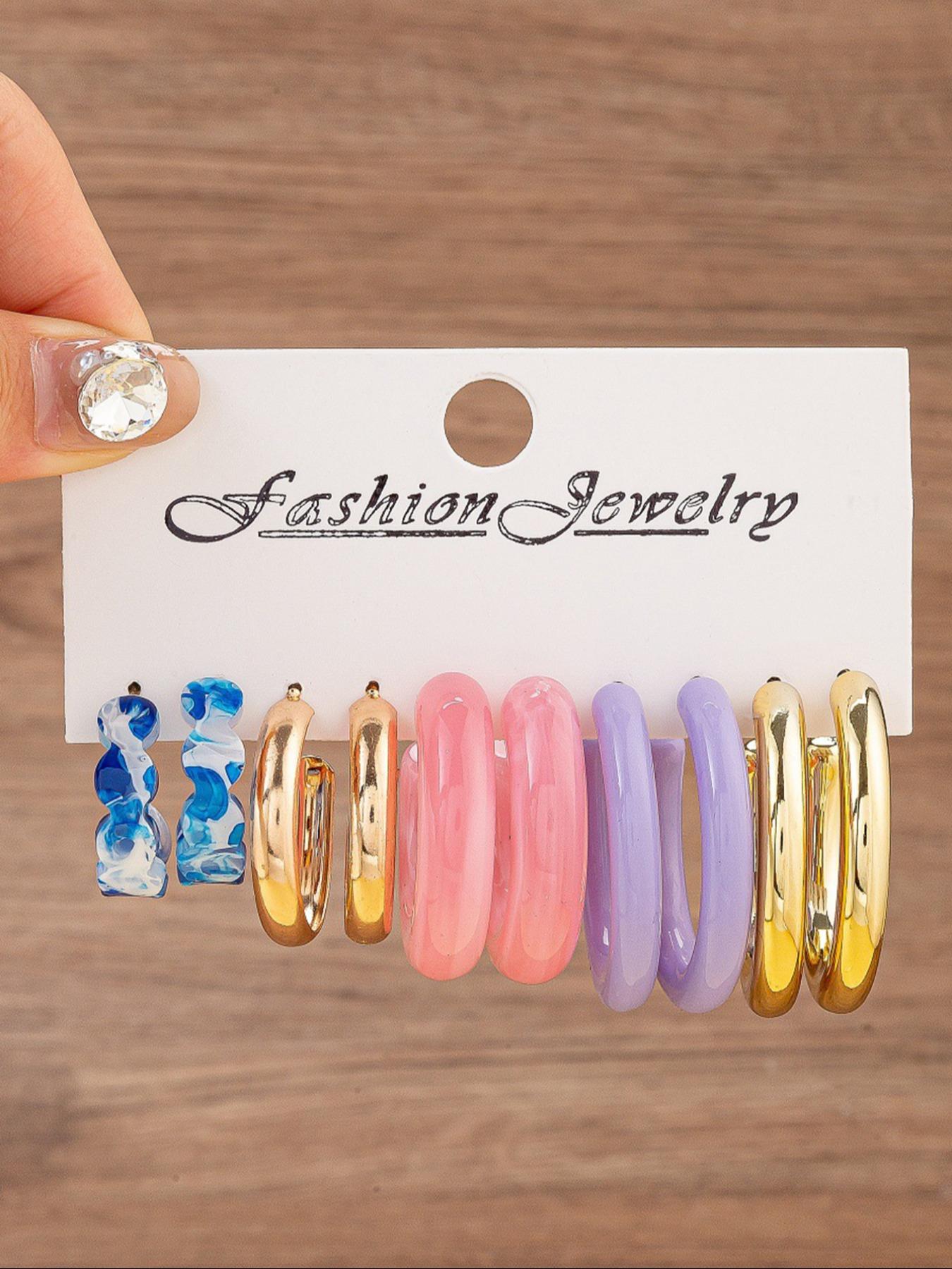 Mixed Color C-shaped Hoop Earrings, Hoop Earring Sets, Fashion Jewelry for Party, Daily Clothing Decor, Pride 2025, LGBTQ, Trendy All-match & Exquisite Jewelry for Birthday Gift