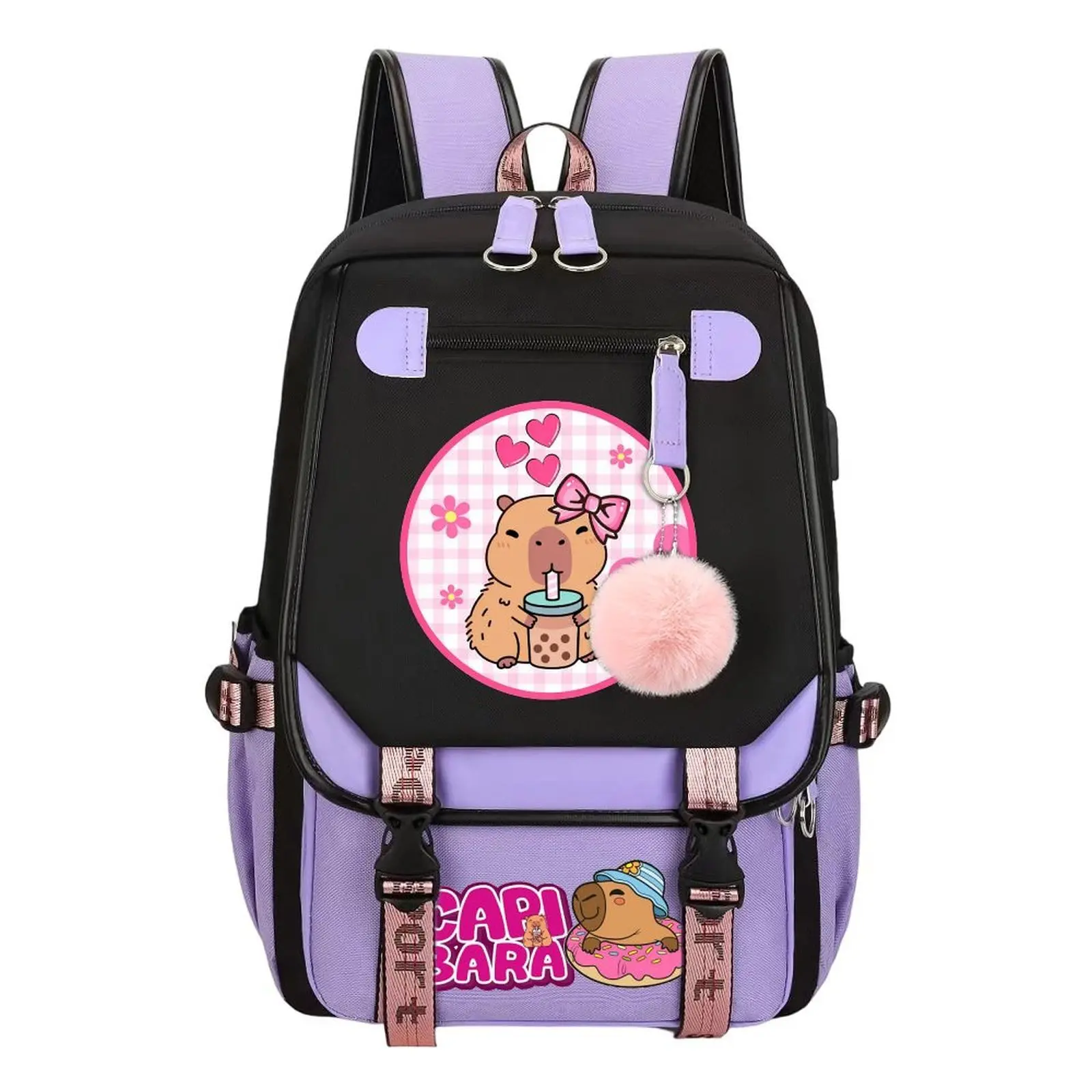 Modern Animal Print Backpack for School, Cute Capybara Large Capacity Laptop Bag for Teens, Boys & Girls, Water-Resistant, Backpacks For School, One Size