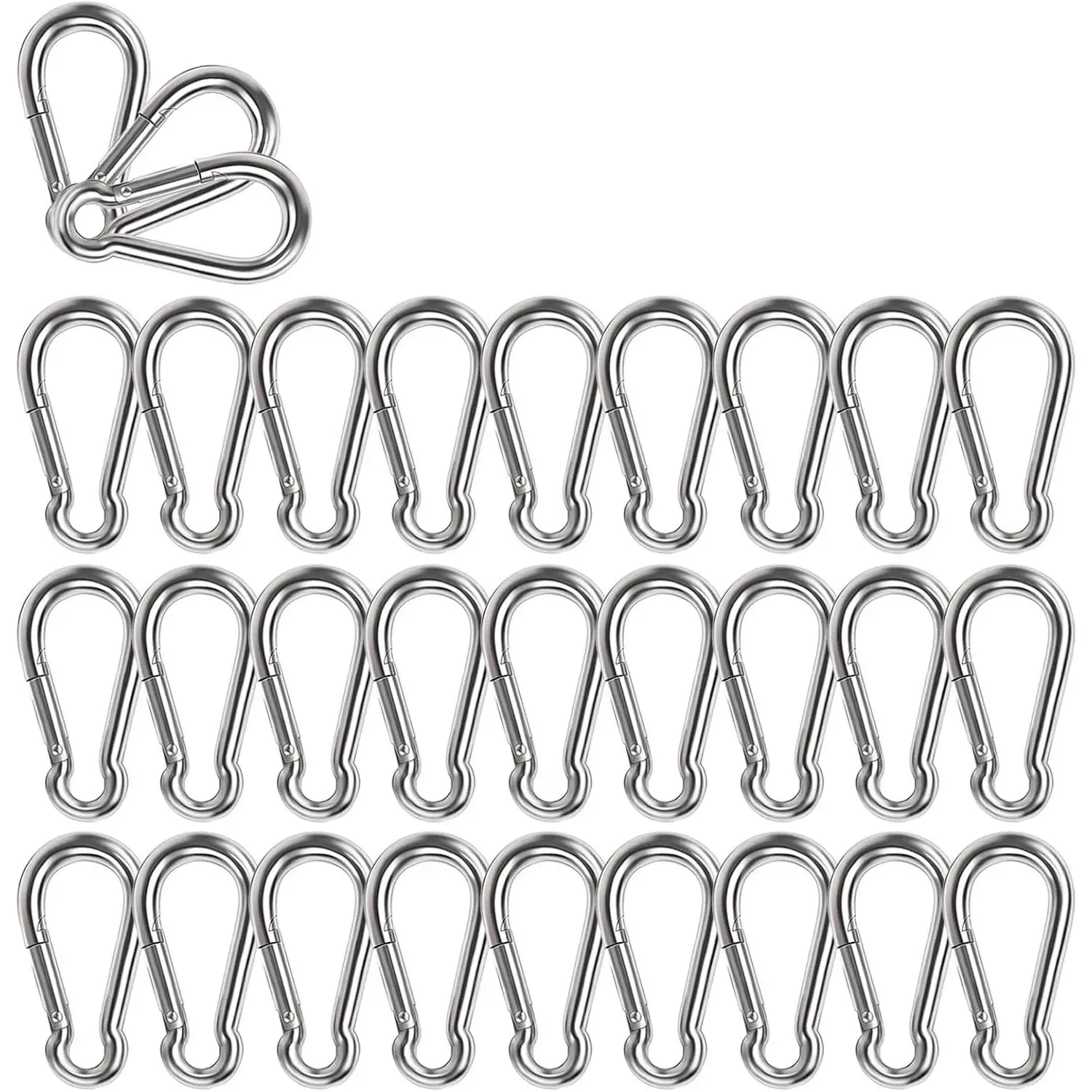 304 Stainless Steel Compact Heavy-Duty Carabiner Clips, Snap Hooks, Quick Links for Women's Blouses & Shirts, Keychain, Camping