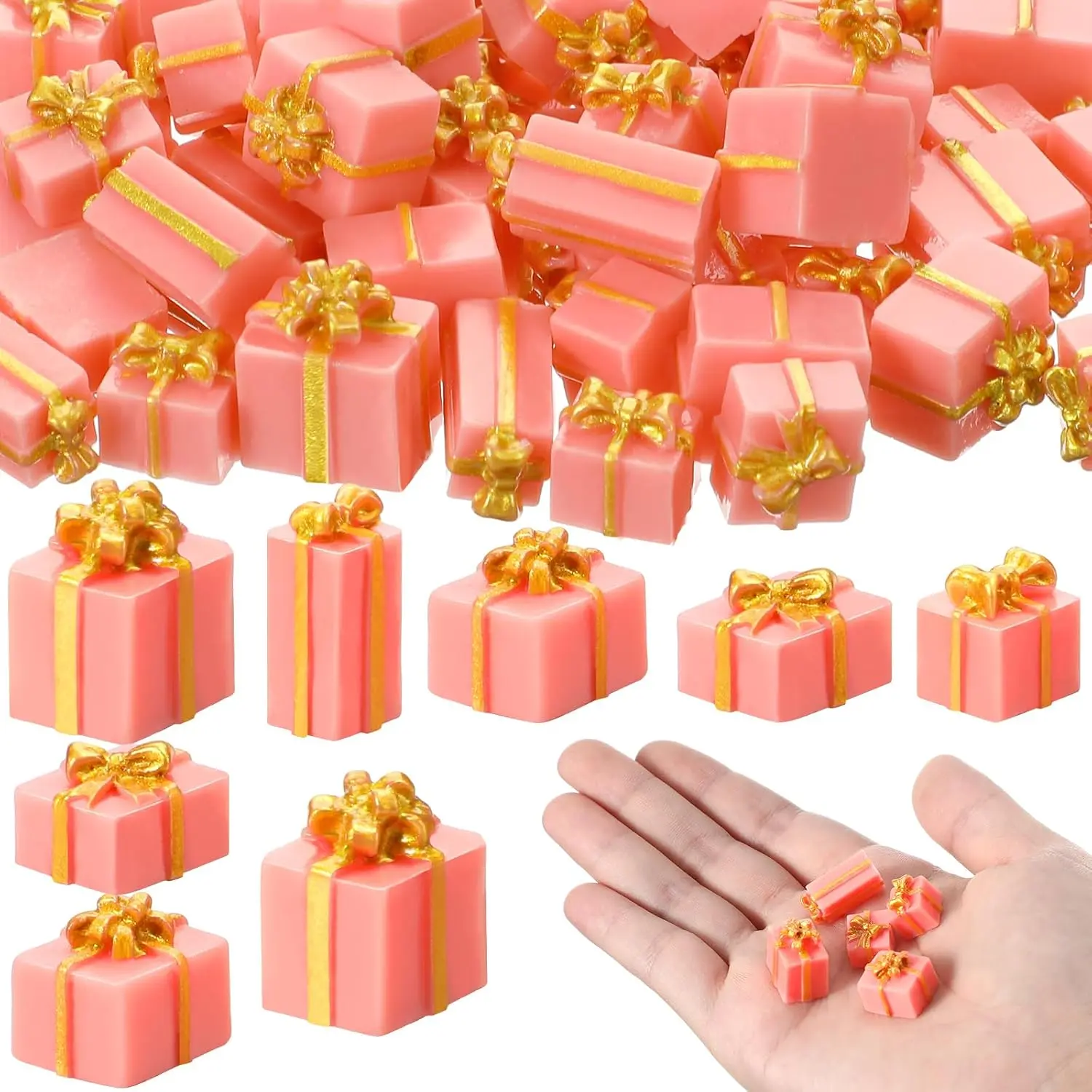 50 count Christmas Miniature   Boxes  and  Mini Christmas Ornaments Xmas Miniature Figurines Charms for Craft DIY Garden Accessories