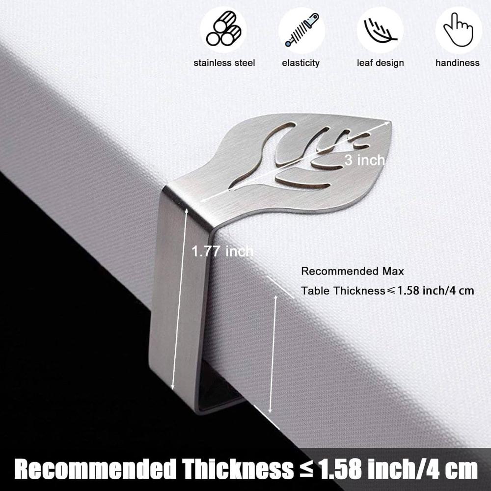 Table Cloth Clips for Outside Inside Table 10 Pack, Leaf Shape Picnic Tablecloth Holder Clip Large Stainless Steel Decorative Cover Clamp for Heavy Duty Party Wedding Restaurant Camping Essential