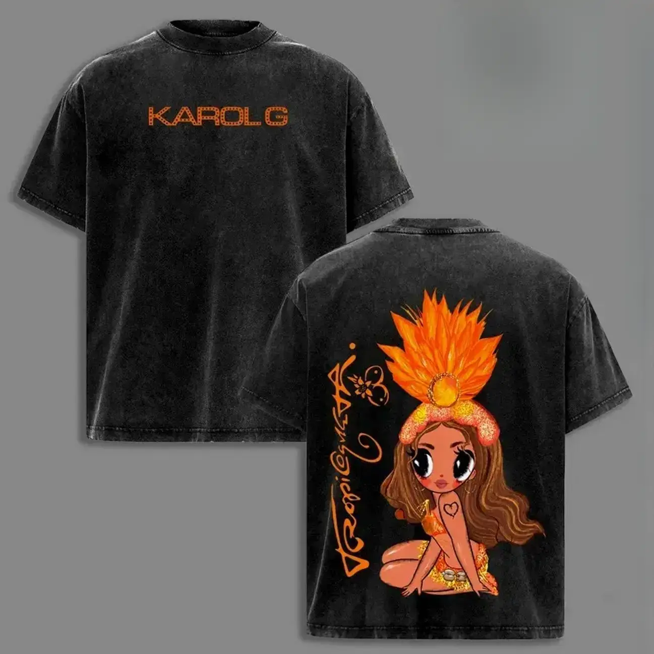 Orange Tropicoqueta Girl Doll Washed Shirt, Viajando Por El Mundo – Tropitour 2026 Shirt, Latin World Tour Graphic , Tropical Music Aesthetic Oversized Heavyweight Cotton Streetwear short sleeve crew neck top crewneck tee