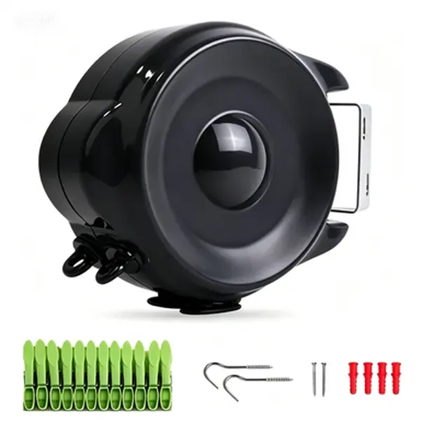 Retractable Clothesline, Heavy Duty 99 Ft Double Lines, Outdoor Indoor Laundry Line Wall Mounted, Portable Clothes Drying Line with 24 Free Pegs, 30M Washing Line for Camping Travel Home, Rustproof Stainless Steel Hanging Rope