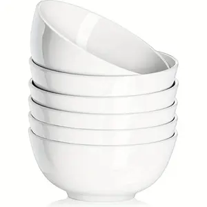 6 Pack 22oz White Ceramic Bowls Set Soup Cereal Ramen Oatmeal Fruit Salad Rice Bowls Microwave & Dishwasher Safe Dinnerware