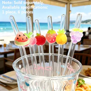 Reusable Cartoon Duck Glass Straw, Bubble Tea Straws, Cute Straws, Non-Lead Crystal Glass, Fits Smoothies, Bubble Tea, Juice, Cocktails, Coffee, Party, Camping, Home Use