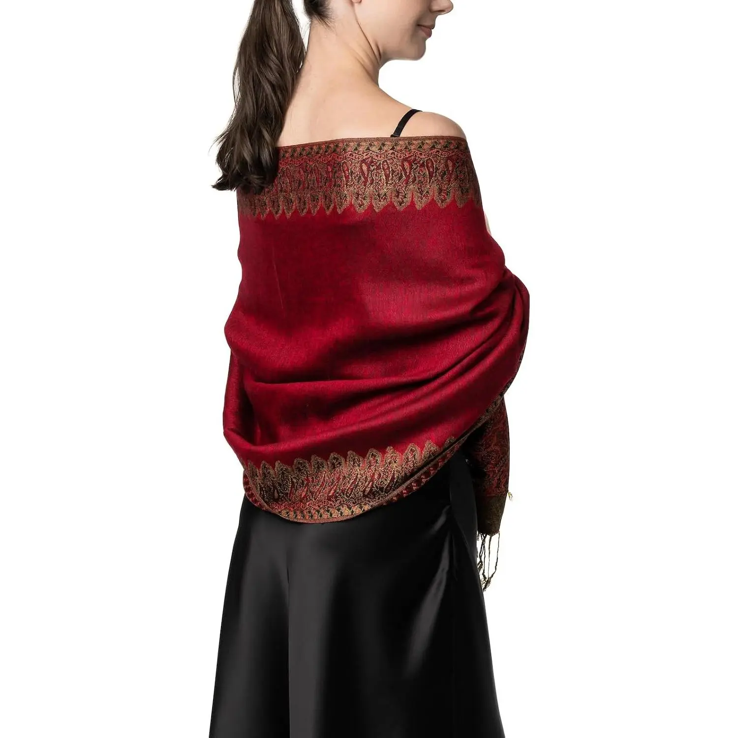 Big Paisley Pashmina Shawl Wrap for Women – Elegant Scarf for Weddings, Evening Dresses, Festivals & Daily Wear(Gift)