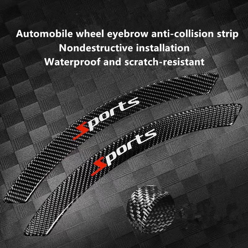 Car Wheel Eyebrow Anti-collision Strip, 4 Counts Carbon Fiber Decorative Strip, Anti-scratch Sticker for Car Wheel Profile, Sticker for Cars, Decal for Cars, Universal Car Exterior Accessories