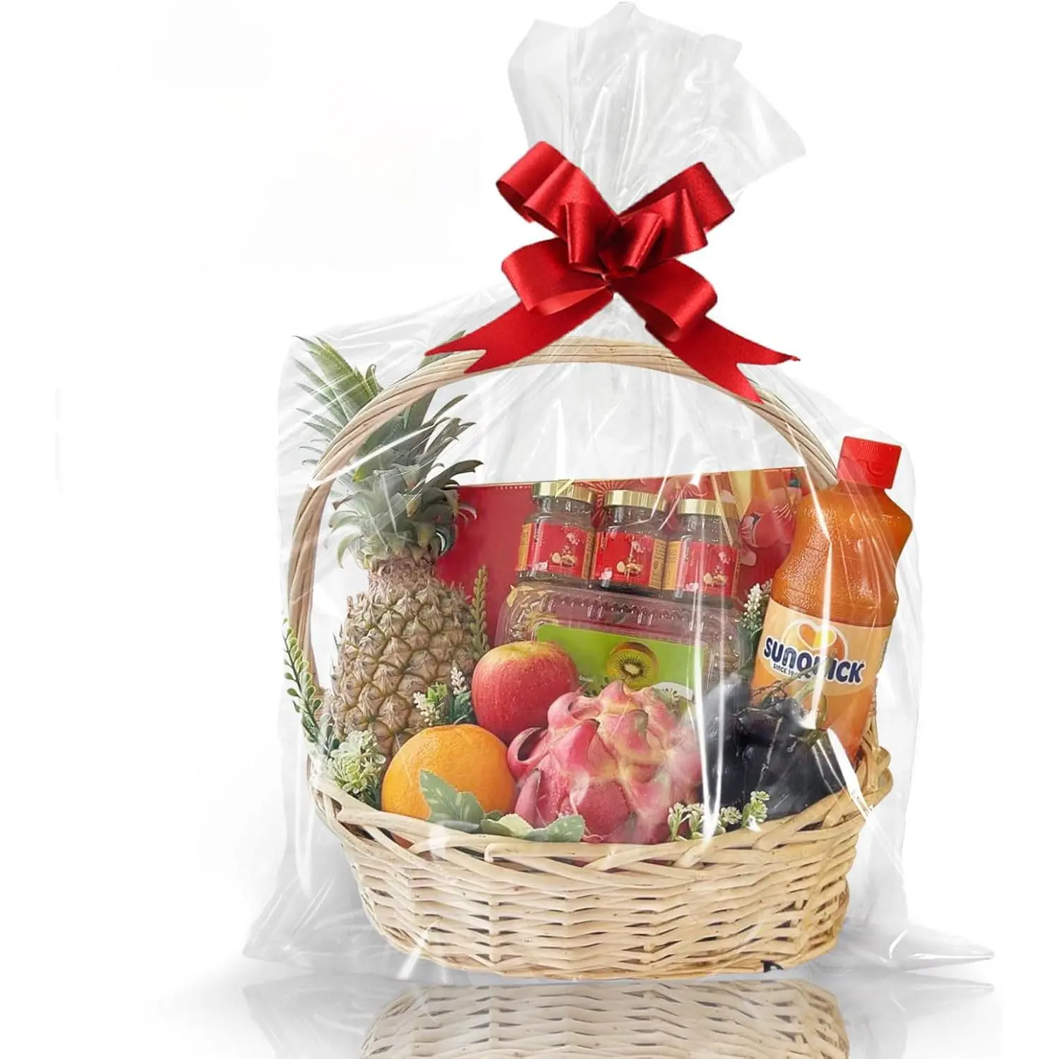 Clear  Bags 5 count 24x30 Inches Cellophane Wrap for  Baskets | with Twist Ties, Large Cello  Bags Raffle Baskets Wrapping, Easter,  Shower, Wedding, DIY Holiday  Packaging