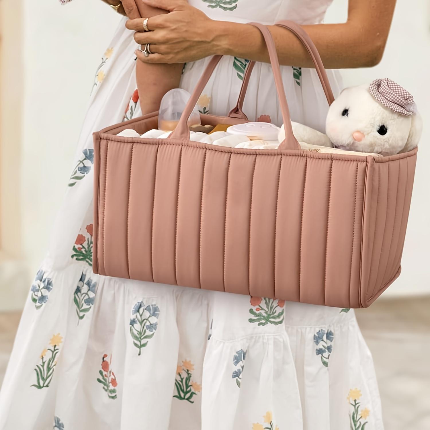 Diaper storage basket, foldable for storage when in use, space-saving, well-organized compartments, items can be arranged in order, easy to access