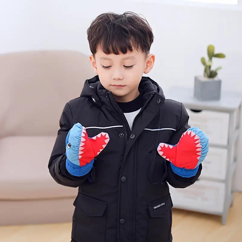 Kids Ski Gloves - Thermal High Quality Windproof Cold Weather Gloves with Shark Design, Adjustable Strap for Boys & Girls - Winter Sports, Snowboarding, Skiing - Christmas Gifts (Blue), Snowboarding Gear