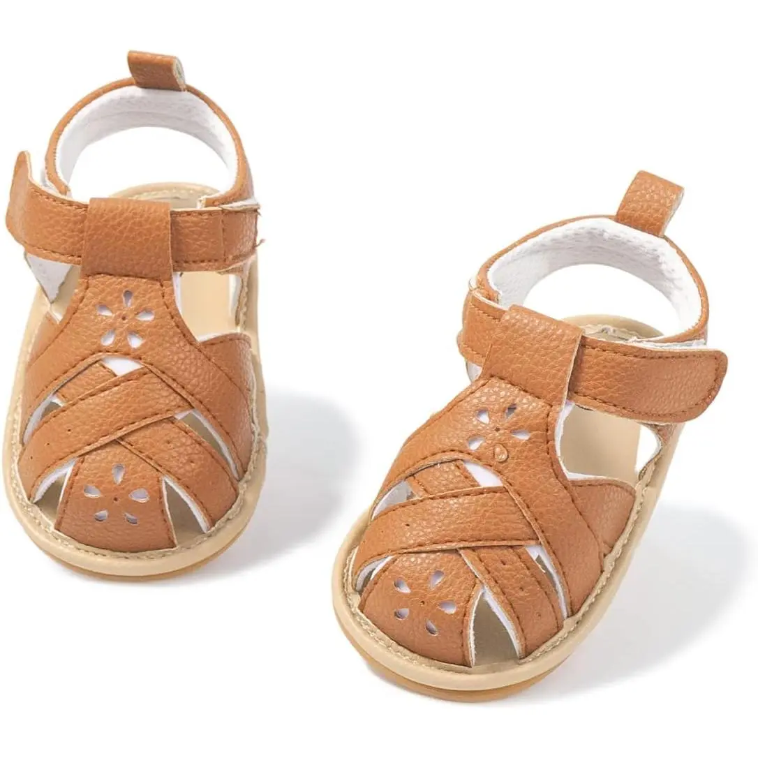 Baby Girl's Flower Bowknot Sandals, Breathable Open-Toe Summer Shoes with Anti-Slip Rubber Sole, Lightweight Toddler First Walkers, 12-18 Months Toddler, 3-6 Months Infant