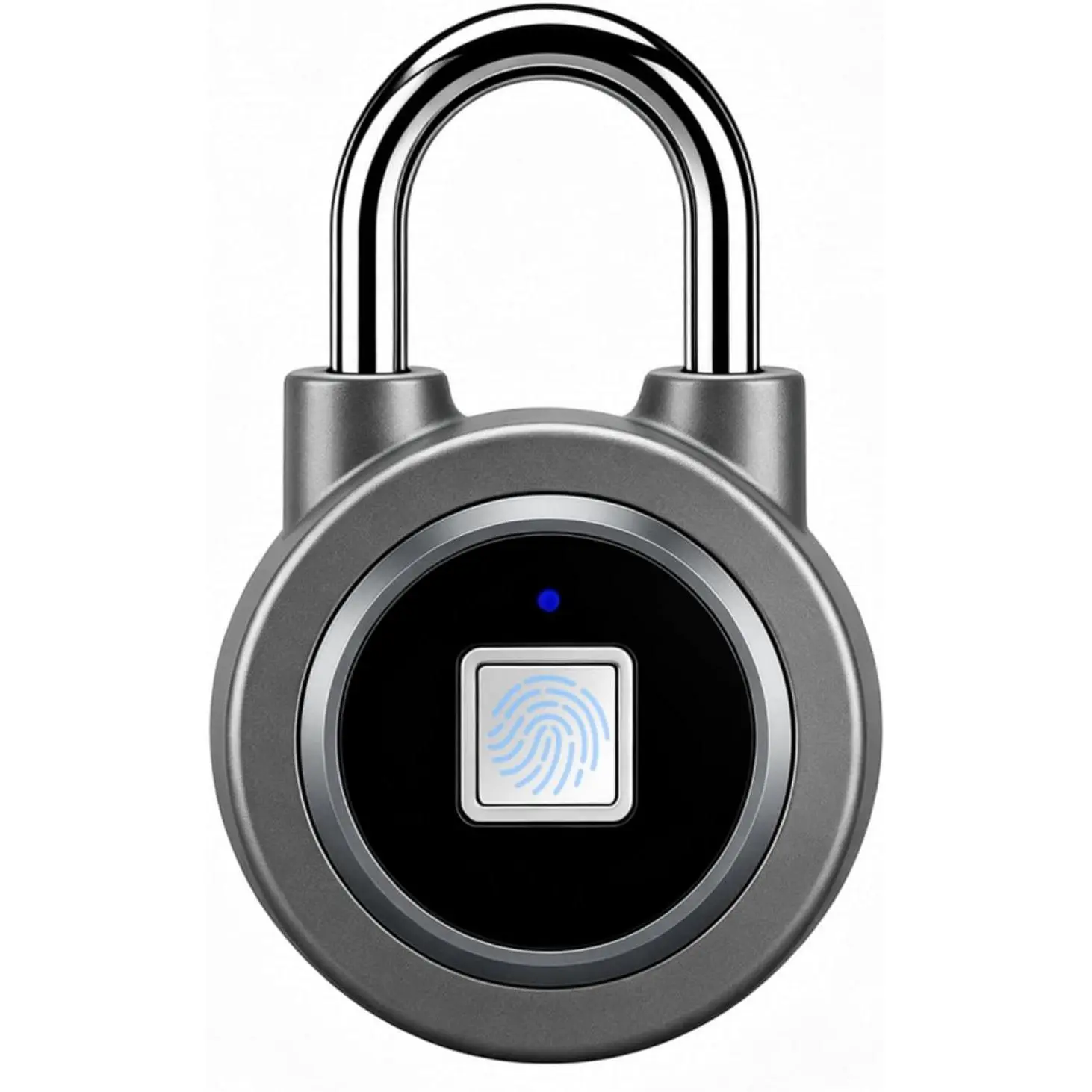 Biometric Fingerprint Padlock with APP Unlock, IP65 Water Resistant Gym Locker Lock for Gym, School, Gate (Grey)