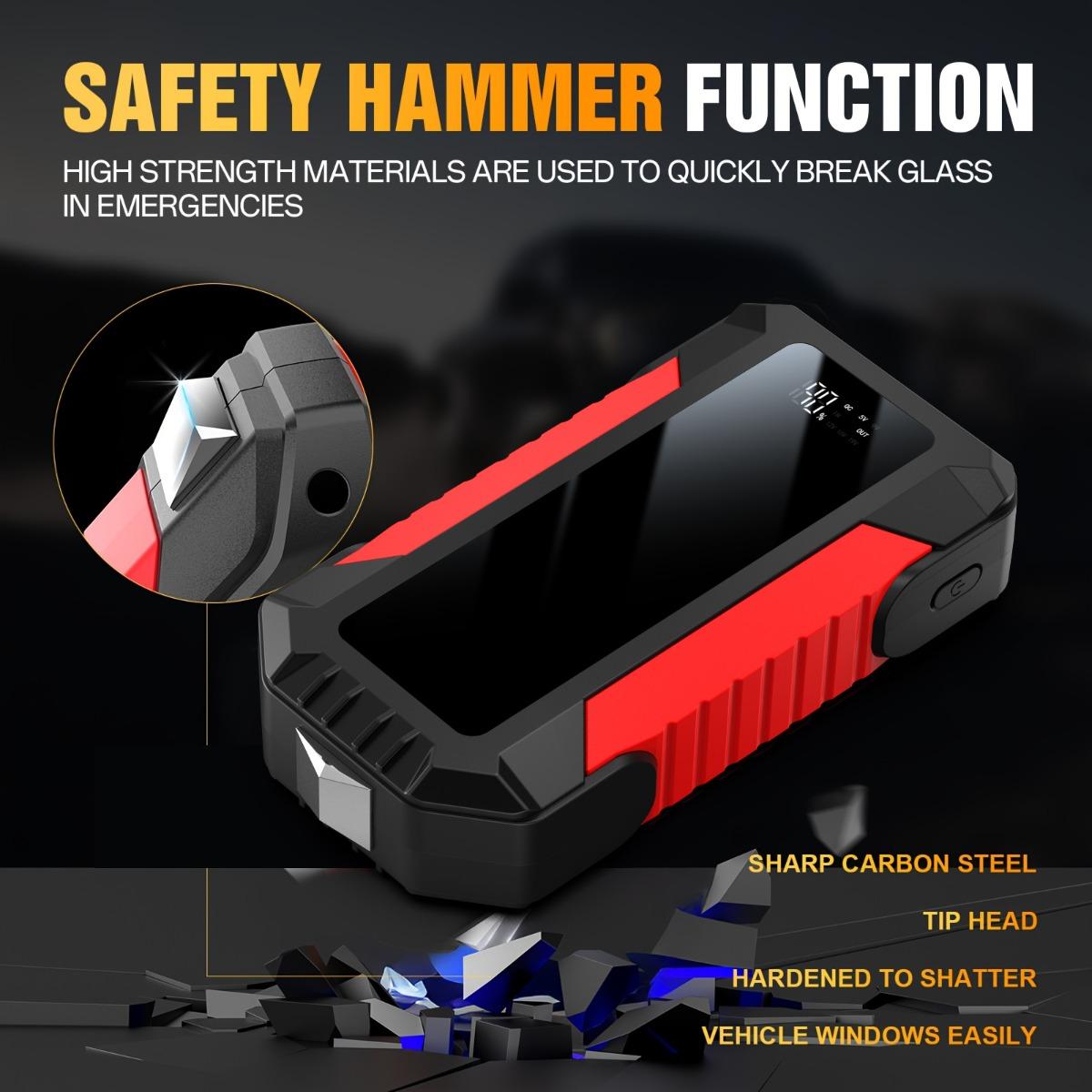 12V Portable Car Jump Starter with Tire Inflator, 2-in-1 Emergency Power Pack with Air Compressor, Power Bank & LED Light Kit Removal Set Tool