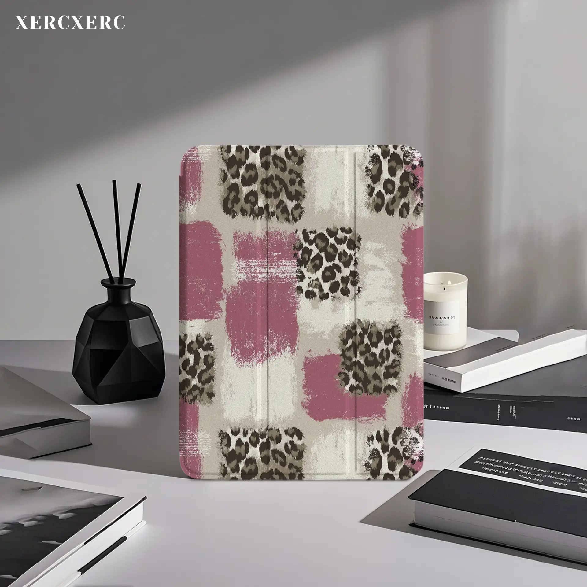 Leopard Print Pink iPad Case PU Leather TPU Soft Shockproof Tri-Fold Stand Pen Slot Auto WakeSleep for iPad Air 11 inch 9th10th11th Gen Mini 8.3 Galaxy Tab S10+S9+S8+S7 FE A9 Back to School Gift