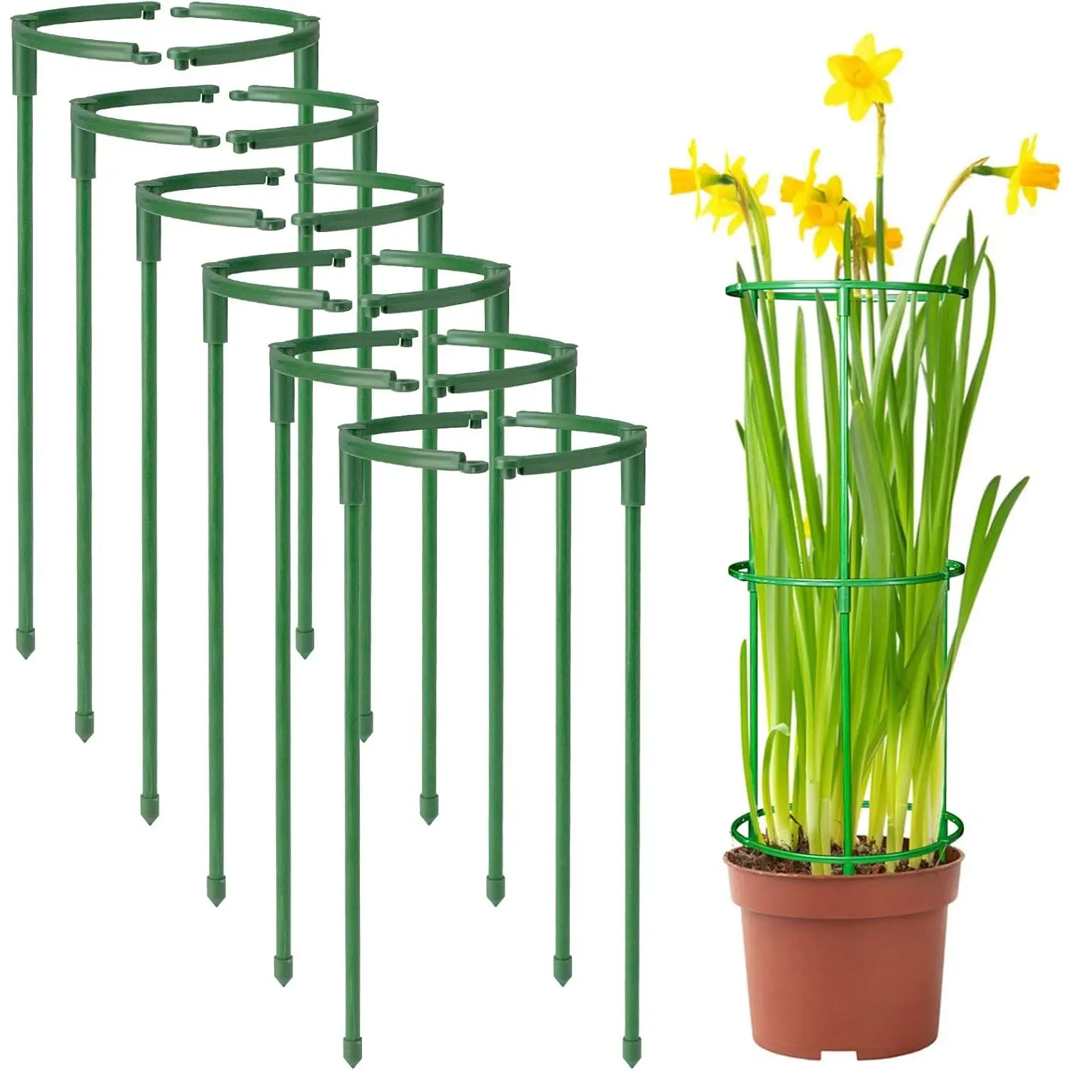 12Packs  Support Stakes Half Round  Stakes for Indoor , Stackable 3 Tier Garden Flower Support,  Cages for Tomato,Monstera, Peony, Hydrangea, Climbing