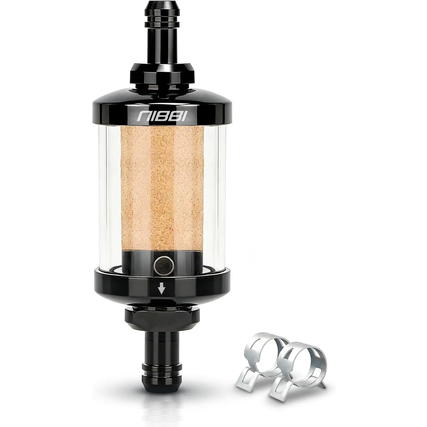NIBBI 1/4" Clear Gas Inline Fuel Filter for Small Engine |   Clear view glass, replacement for dirt bike, ATV, UTV, snowmobile, motorcycle, Washable&Reusable 8mm gas filter.