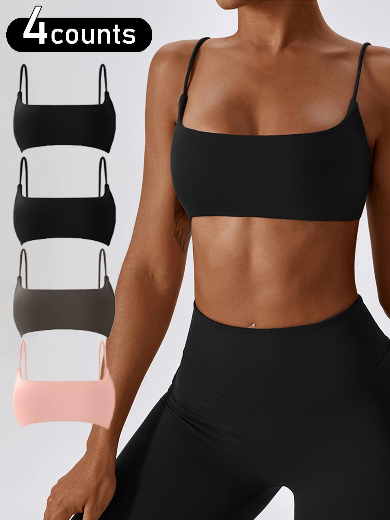 Women's Solid Wireless Sports, Breathable Comfortable Quick Drying Bra, Ladies Sportswear for Yoga Gym Wireless Sports Bras