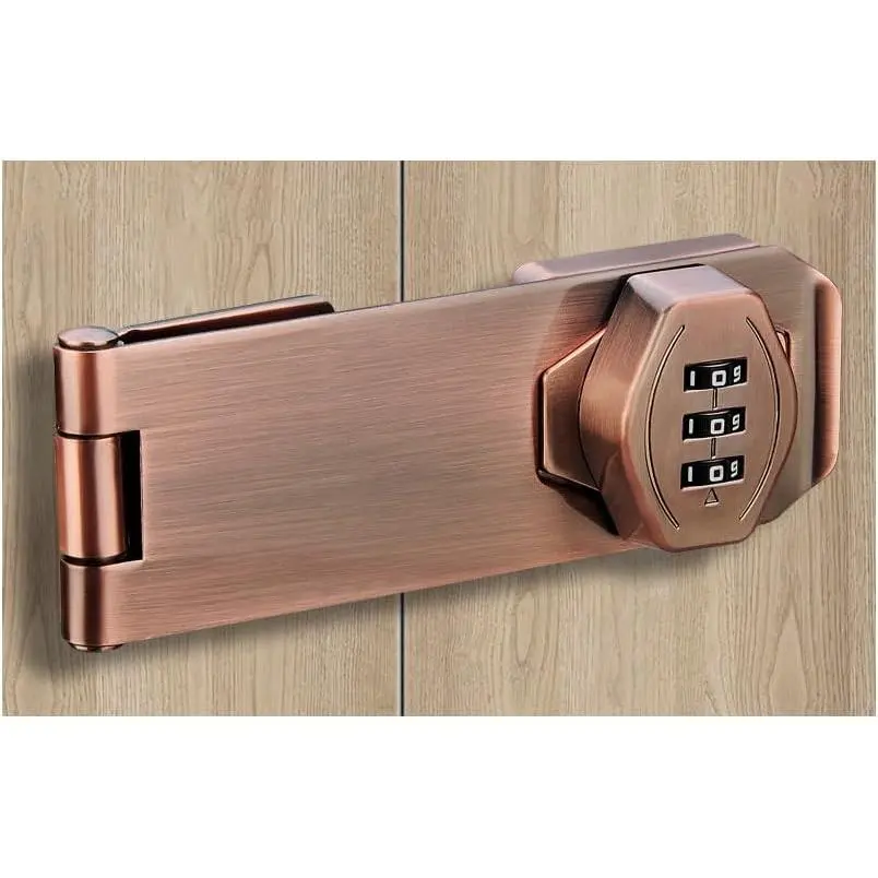 Keyless Cabinet Lock 3-Digit Password Combination Code Hasp Latch Lock Twist Knob Wooden Drawer Cupboard Locker -Safe Closet Box (3 inch, Antique Copper)