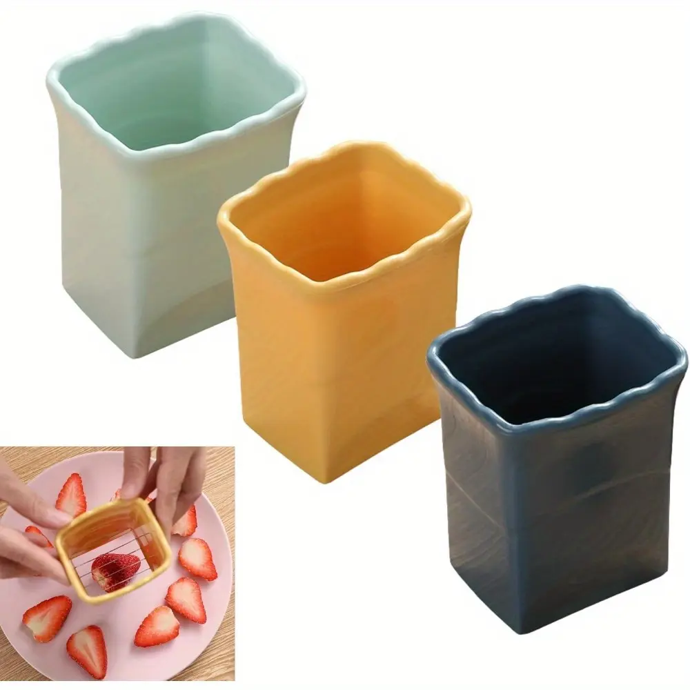 3 PCS Cup Slicer, 2025 New Egg Stainless Steel Strawberry Slicer, Egg Slicers, Strawberry Cutter, Premium Quickly Making Vegetable Salad Cutter, Craft Fruit Kitchen Tool